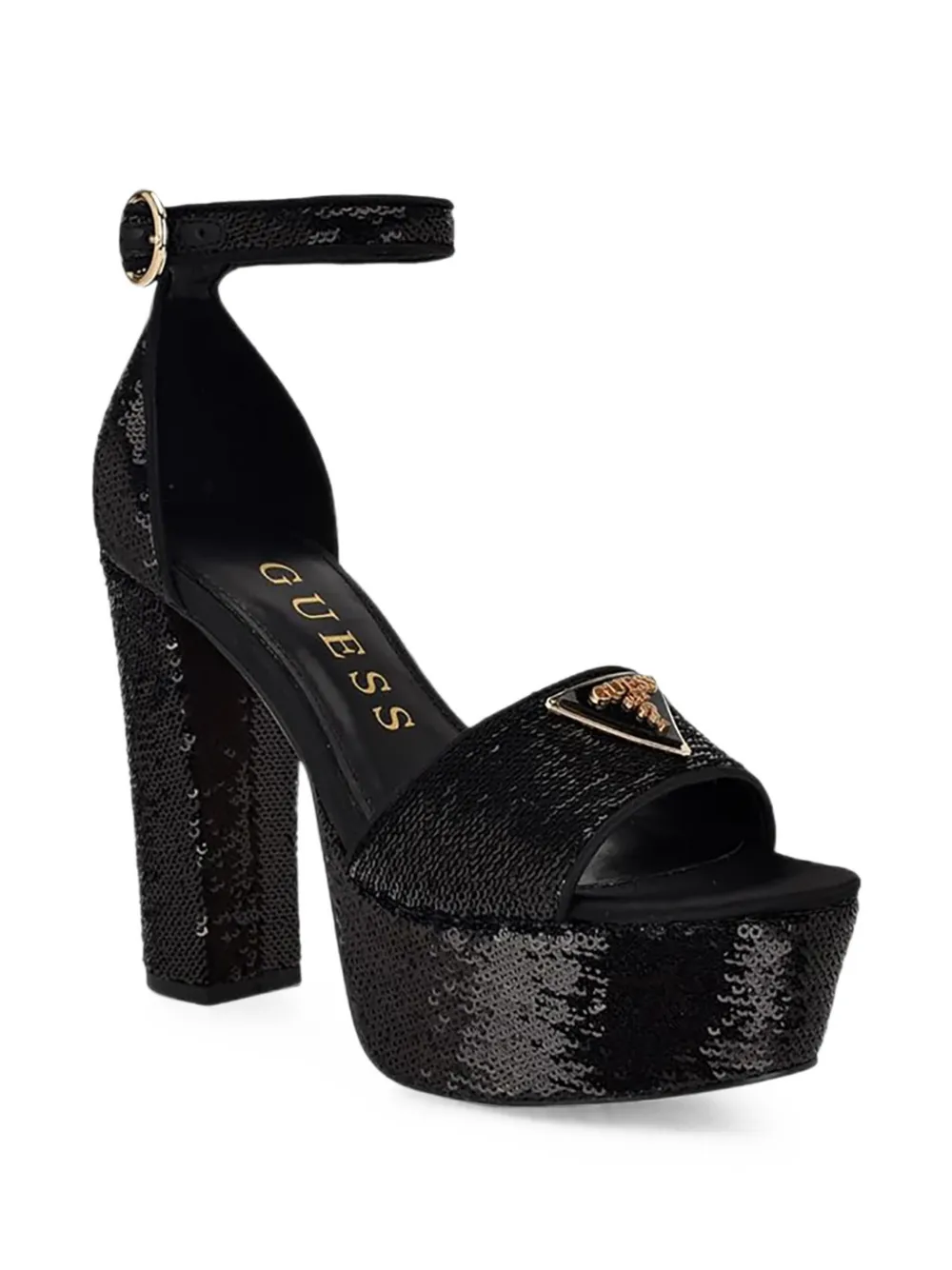 GUESS USA Setong 6 sequins platform sandals Zwart