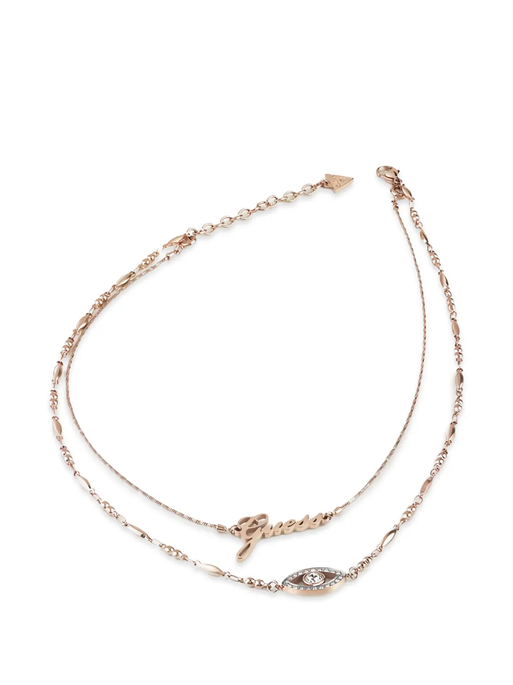 GUESS USA double-chain rose gold logo necklace · OS