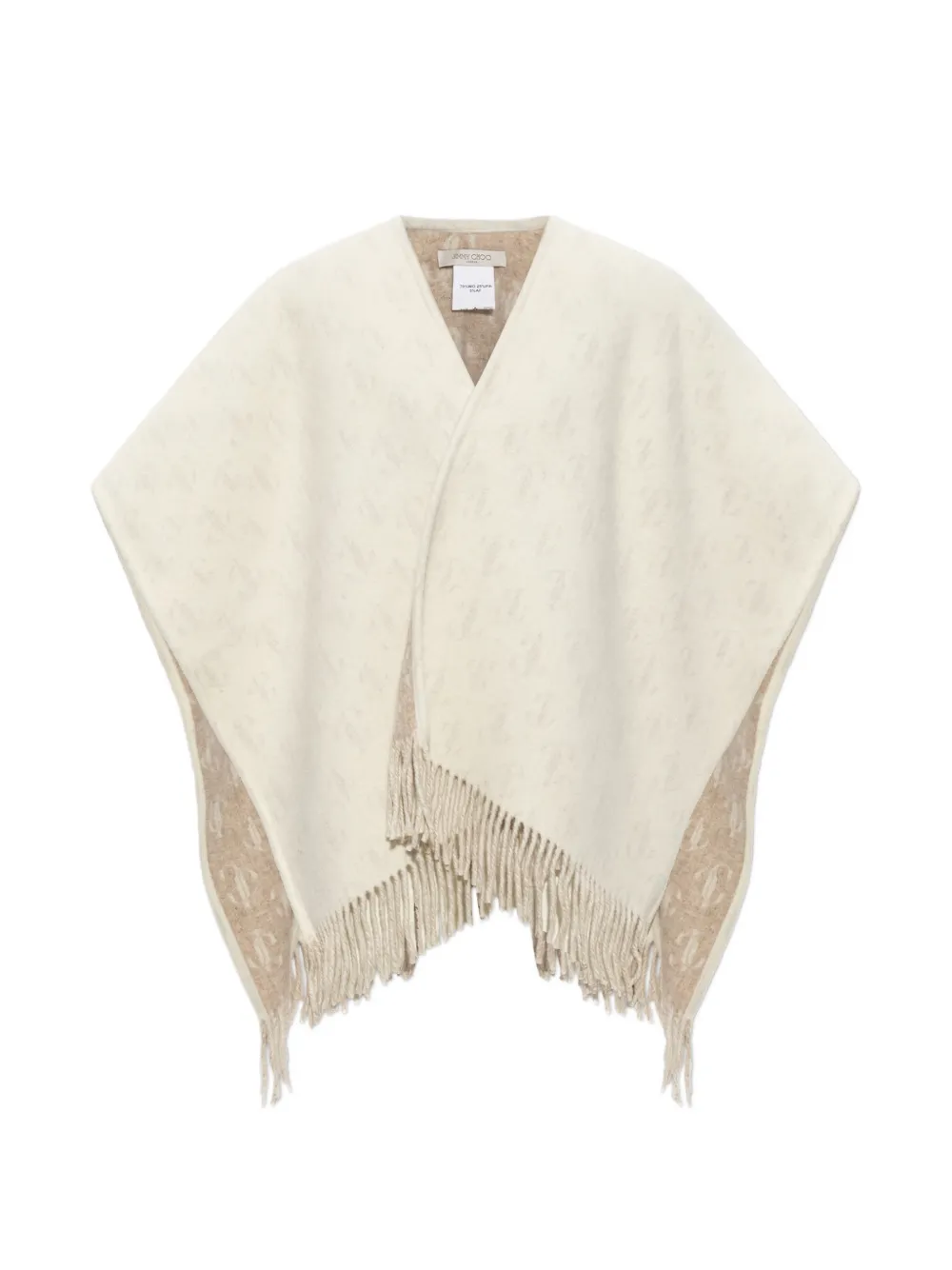 Jimmy Choo monogram fringed poncho - Nude
