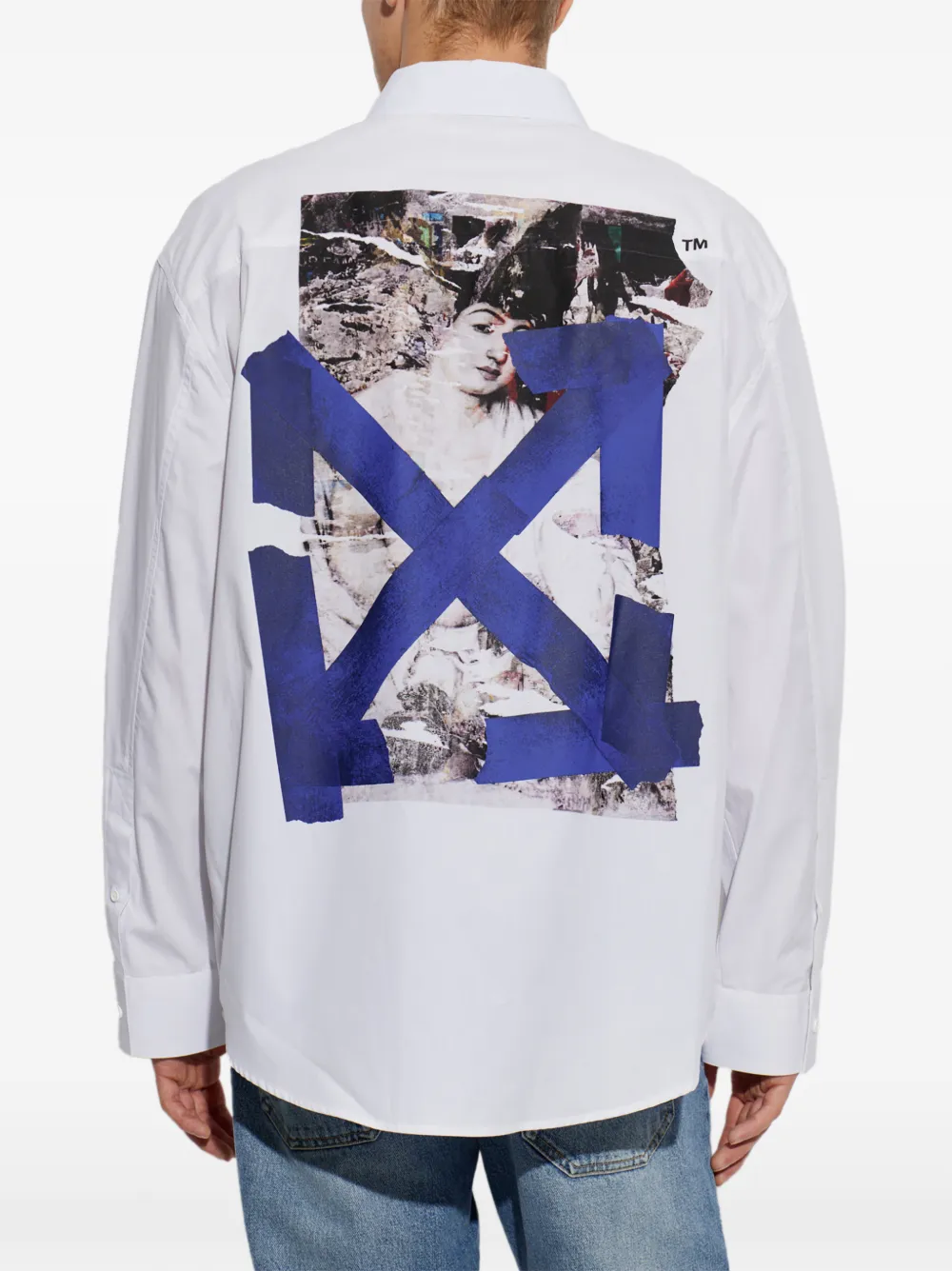 Off-White Katoenen overhemd met pijlprint Wit