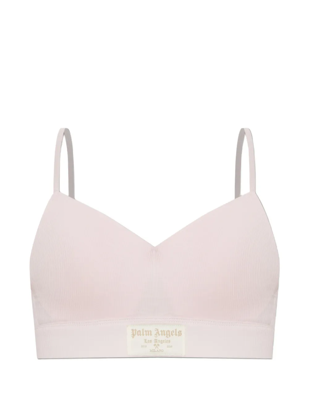 Palm Angels logo-patch ribbed bras - Rosa