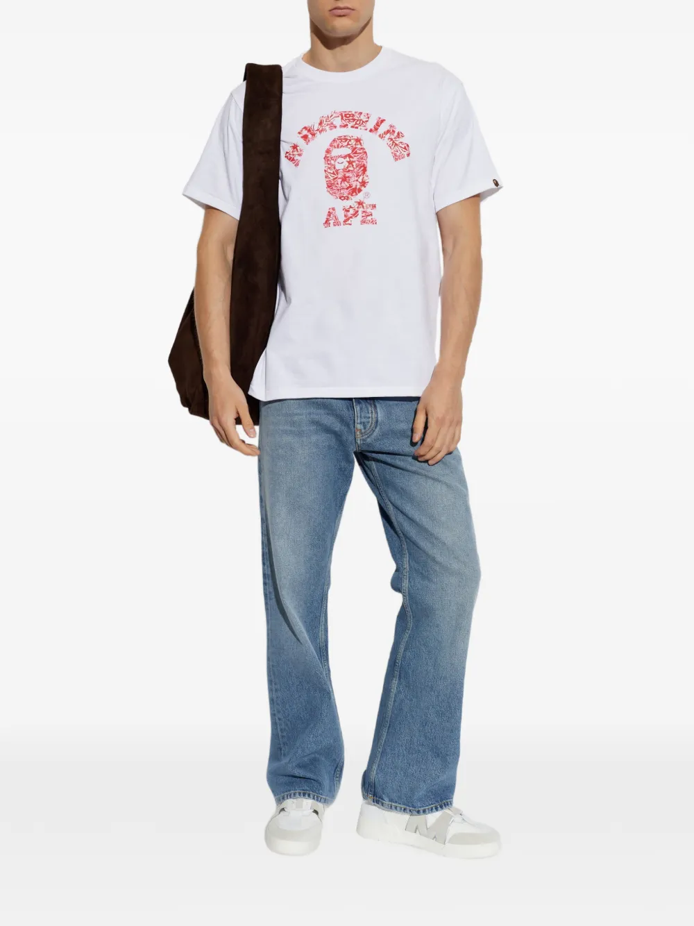 A BATHING APE T-shirt met logoprint Wit