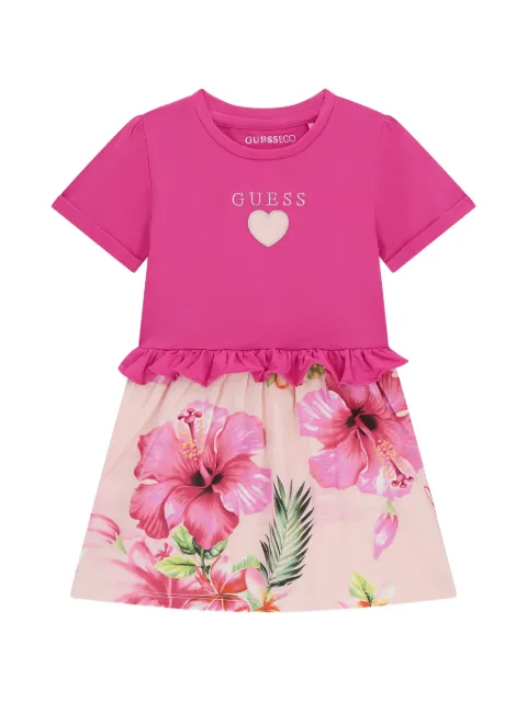 guess kids floral-print ruffled dress