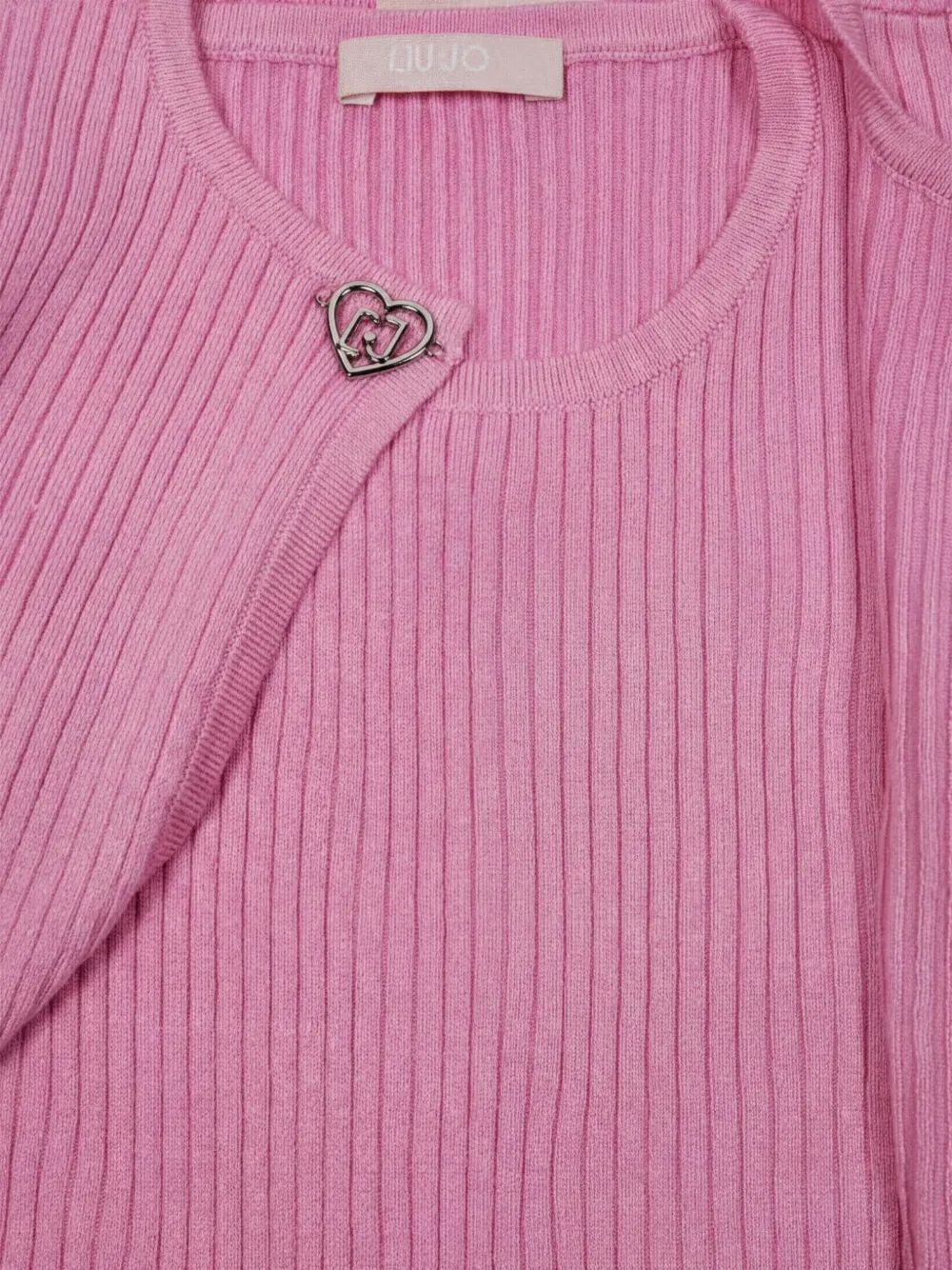 Liu Jo Kids Ribgebreide top en vest met hartdetail Roze