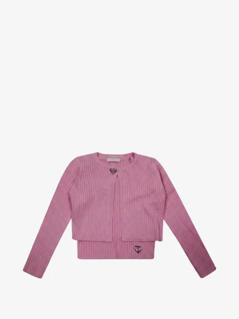 Liu Jo Kids ribbed-knit heart-detail top and cardigan set