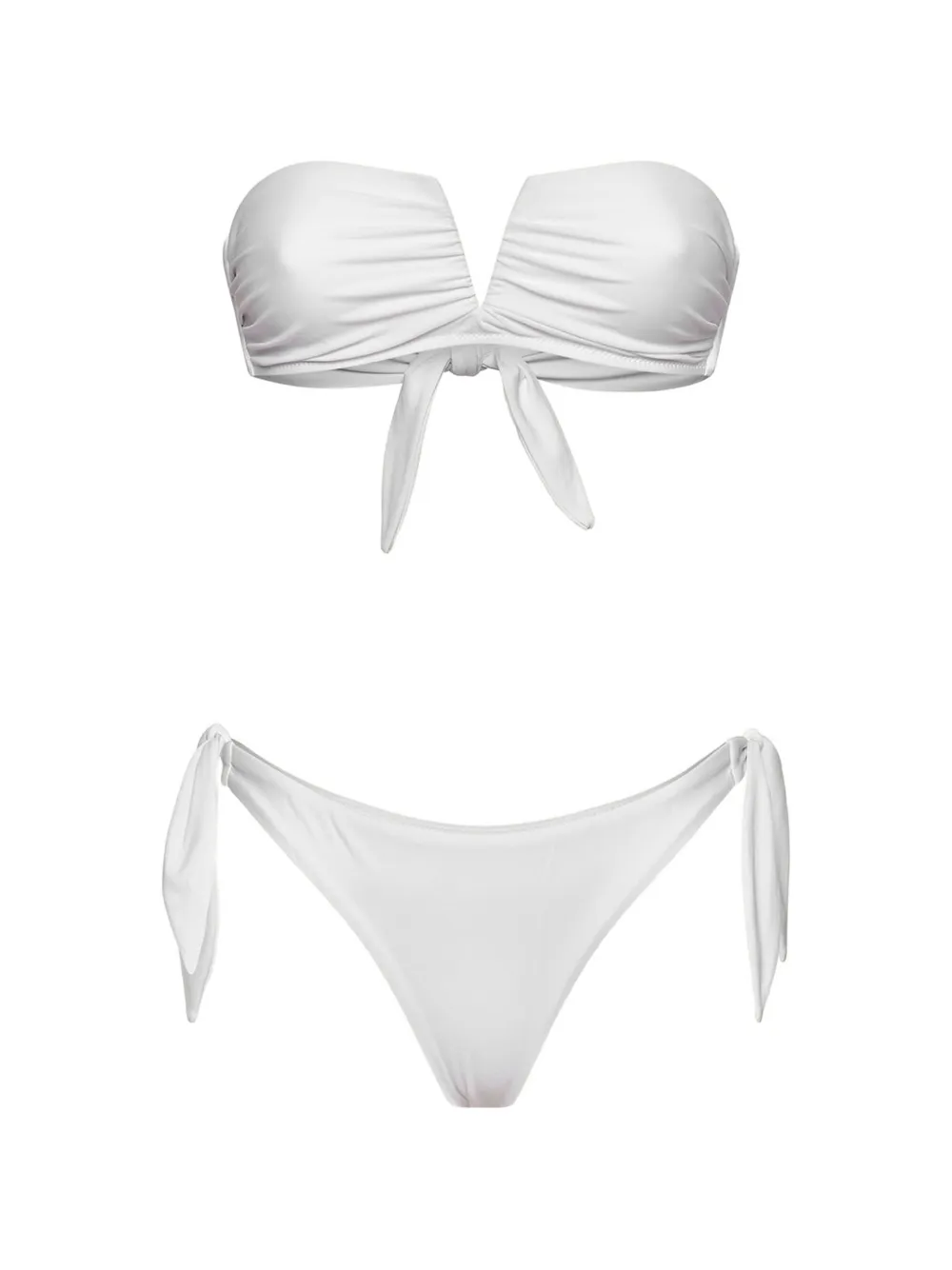 ME FUI ruched tie-fastening bikini - Weiß