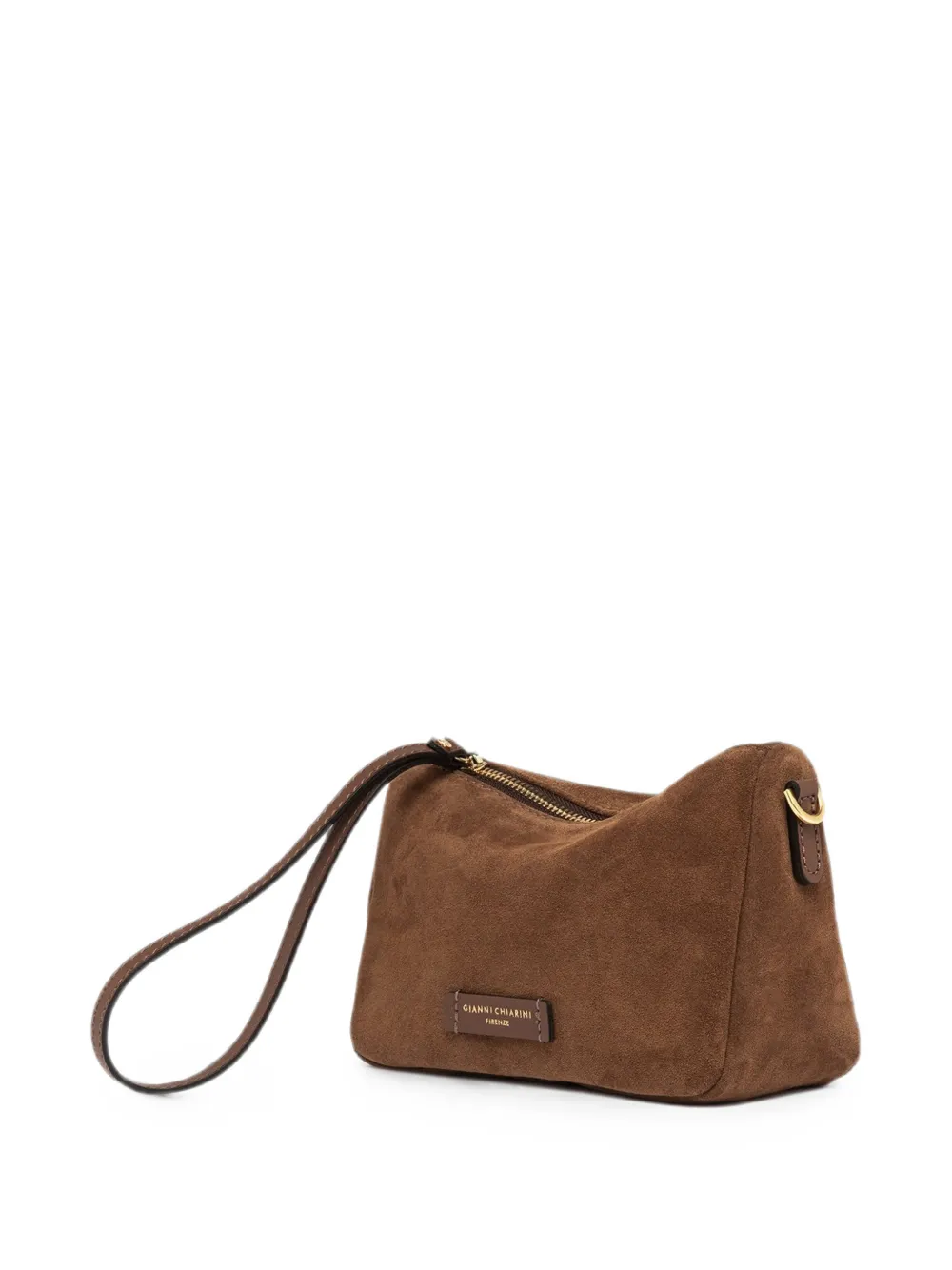 GIANNI CHIARINI Kleine Nora Pouch suède clutch met logopatch Bruin