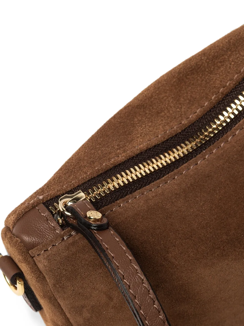 GIANNI CHIARINI Kleine Nora Pouch suède clutch met logopatch Bruin