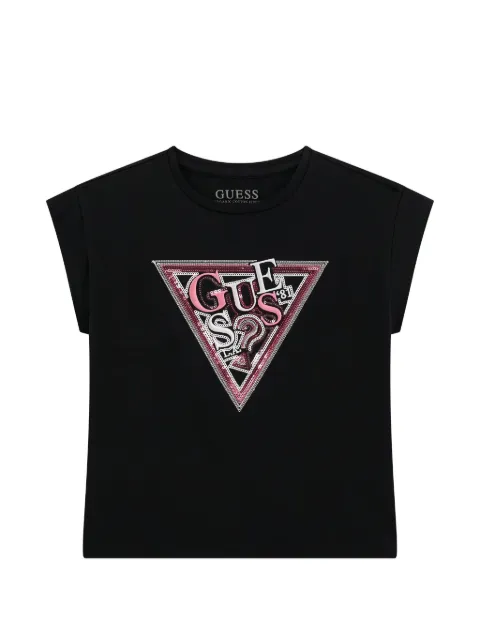 GUESS USA Triangle logo sequins T-shirt