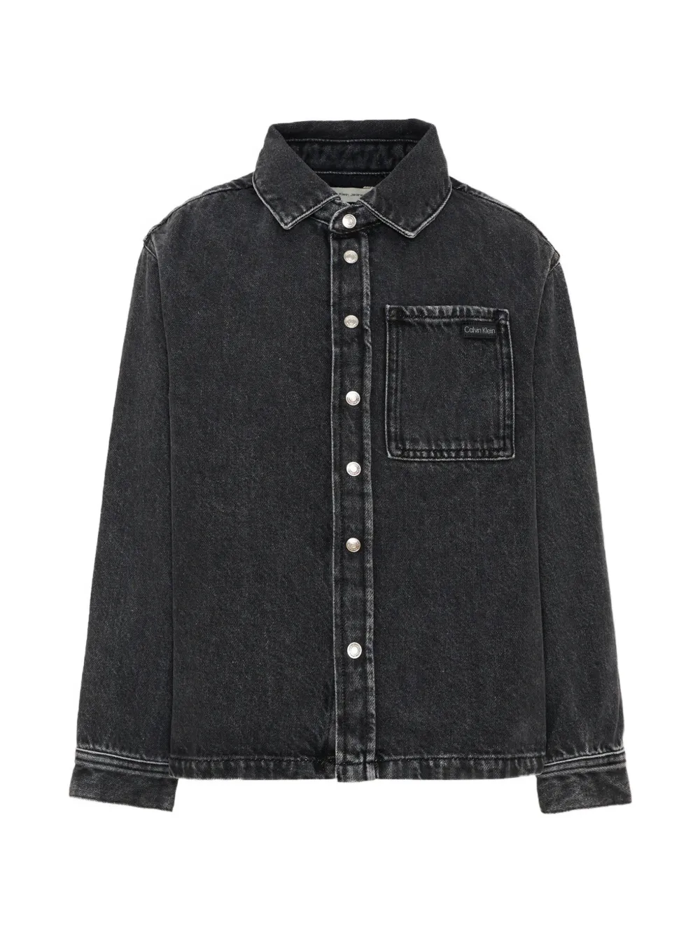Calvin Klein Kids logo-patch denim shirt - Schwarz