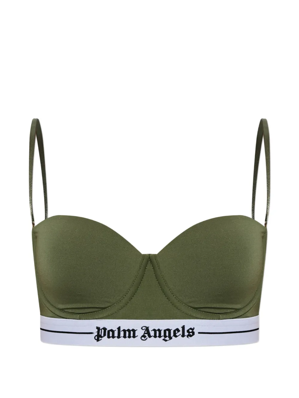 Palm Angels logo-tape detachable-strap bra - Verde