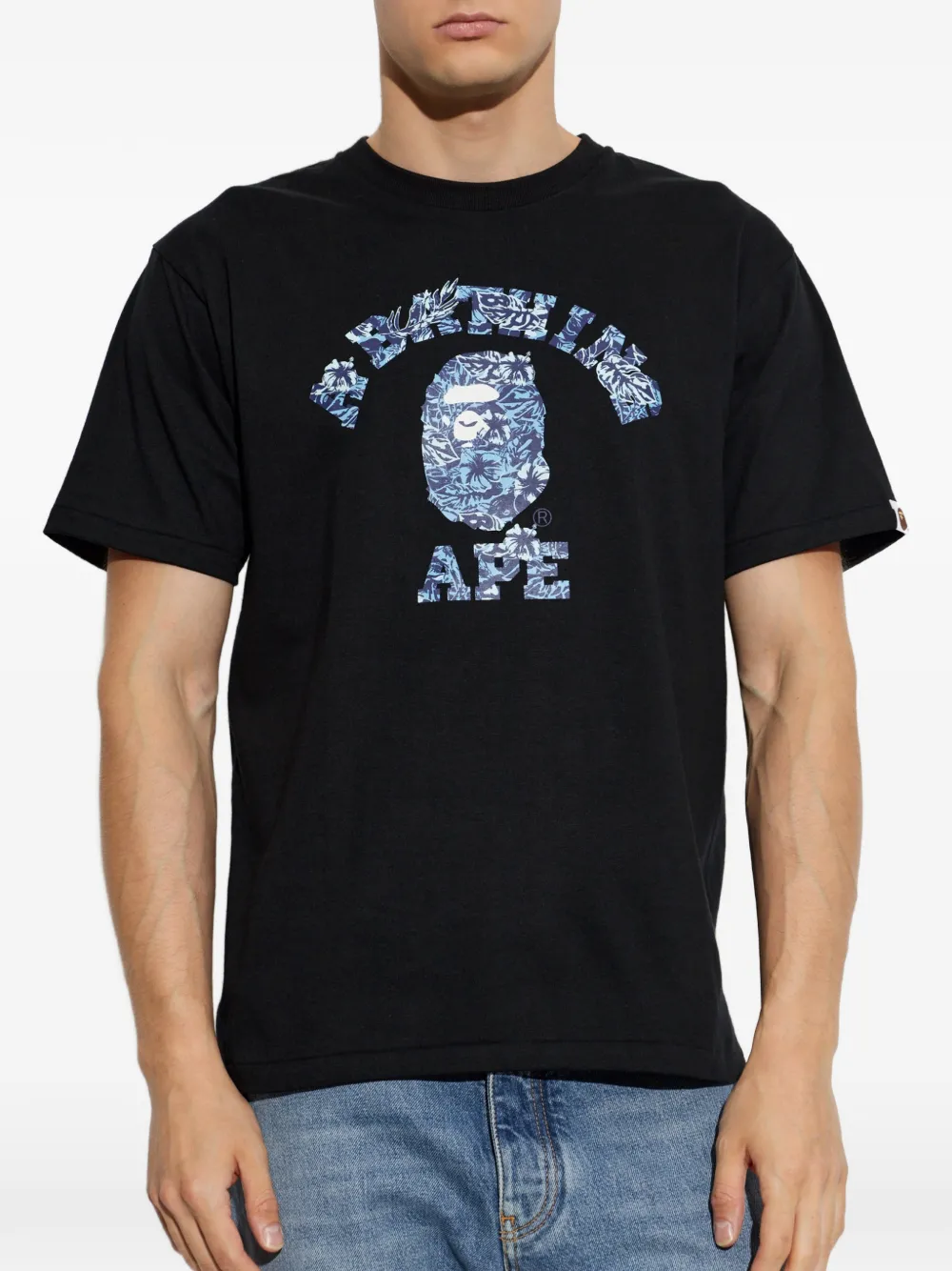 A BATHING APE Katoenen T-shirt met logoprint Zwart