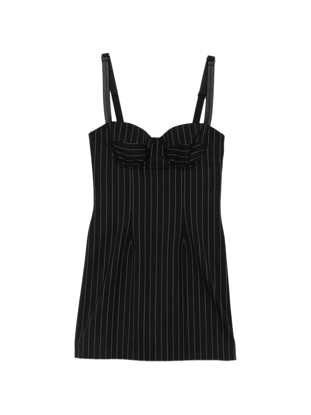 Dolce & Gabbana pinstripe-print sweetheart-neck dress - Schwarz