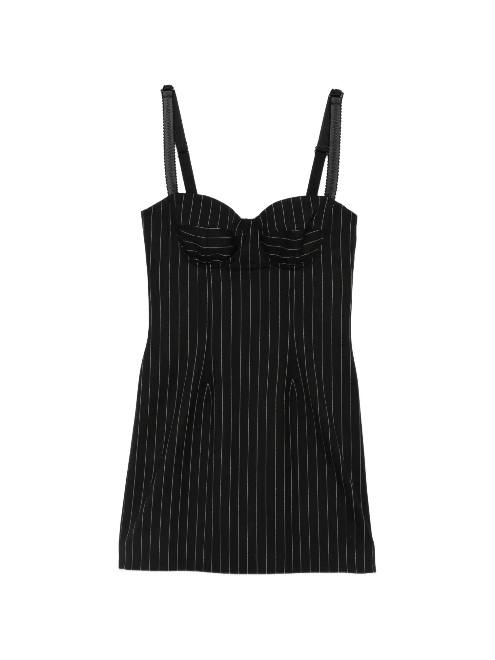 Dolce & Gabbana pinstripe-print sweetheart-neck dress - Nero