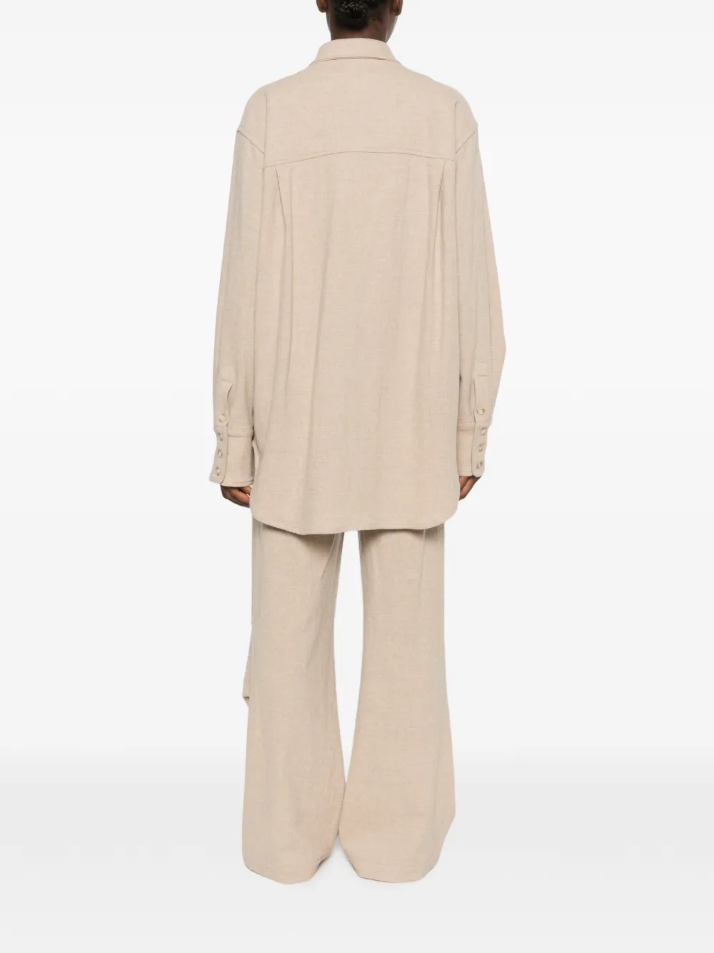 LE SULLY STUDIO Oversized blouse met manchetten met knopen Beige