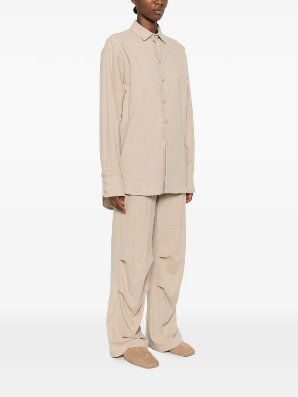 LE SULLY STUDIO Oversized blouse met manchetten met knopen Beige