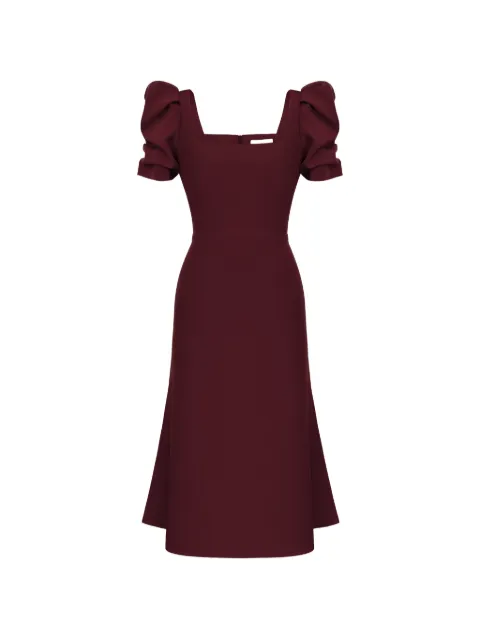 POST MERIDIEM godet-silhouette square-neck midi dress