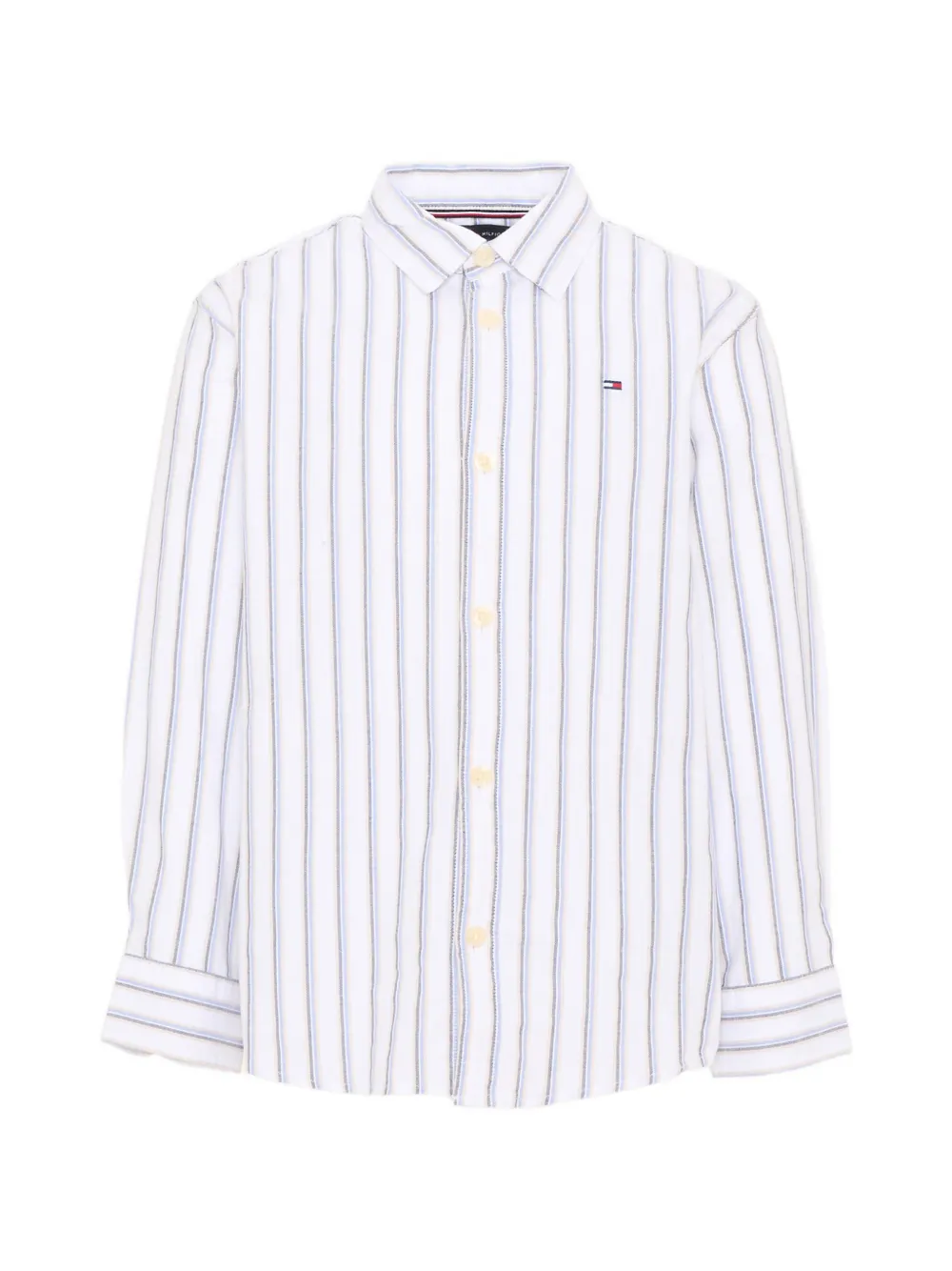 Tommy Hilfiger Junior Festive vertical-stripe long-sleeve Oxford shirt - Weiß