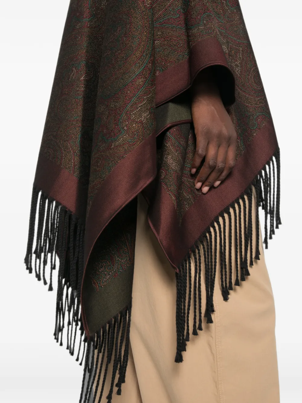 ETRO paisley-print hooded poncho Bruin