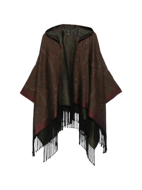 ETRO poncho con capucha y motivo de cachemira