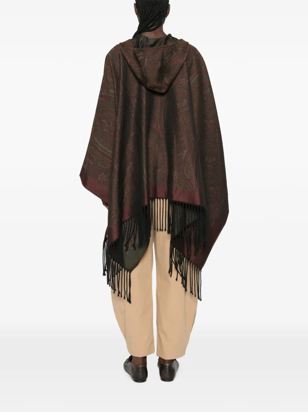 ETRO paisley-print hooded poncho Bruin