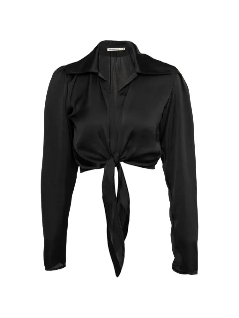 PARAMIDONNA Pearl cropped tie-front shirt