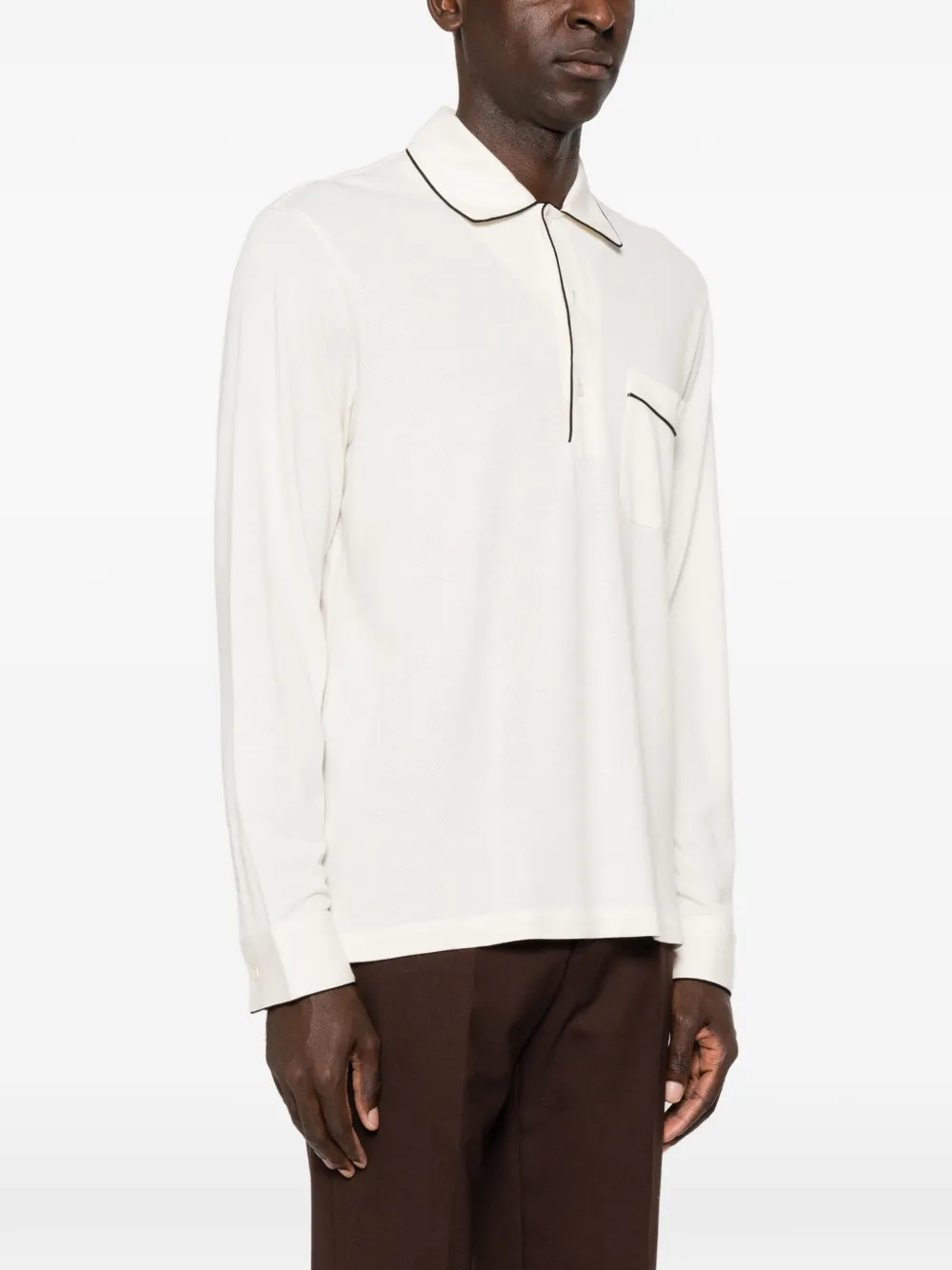 TOM FORD Poloshirt met lange mouwen en afwerking Beige