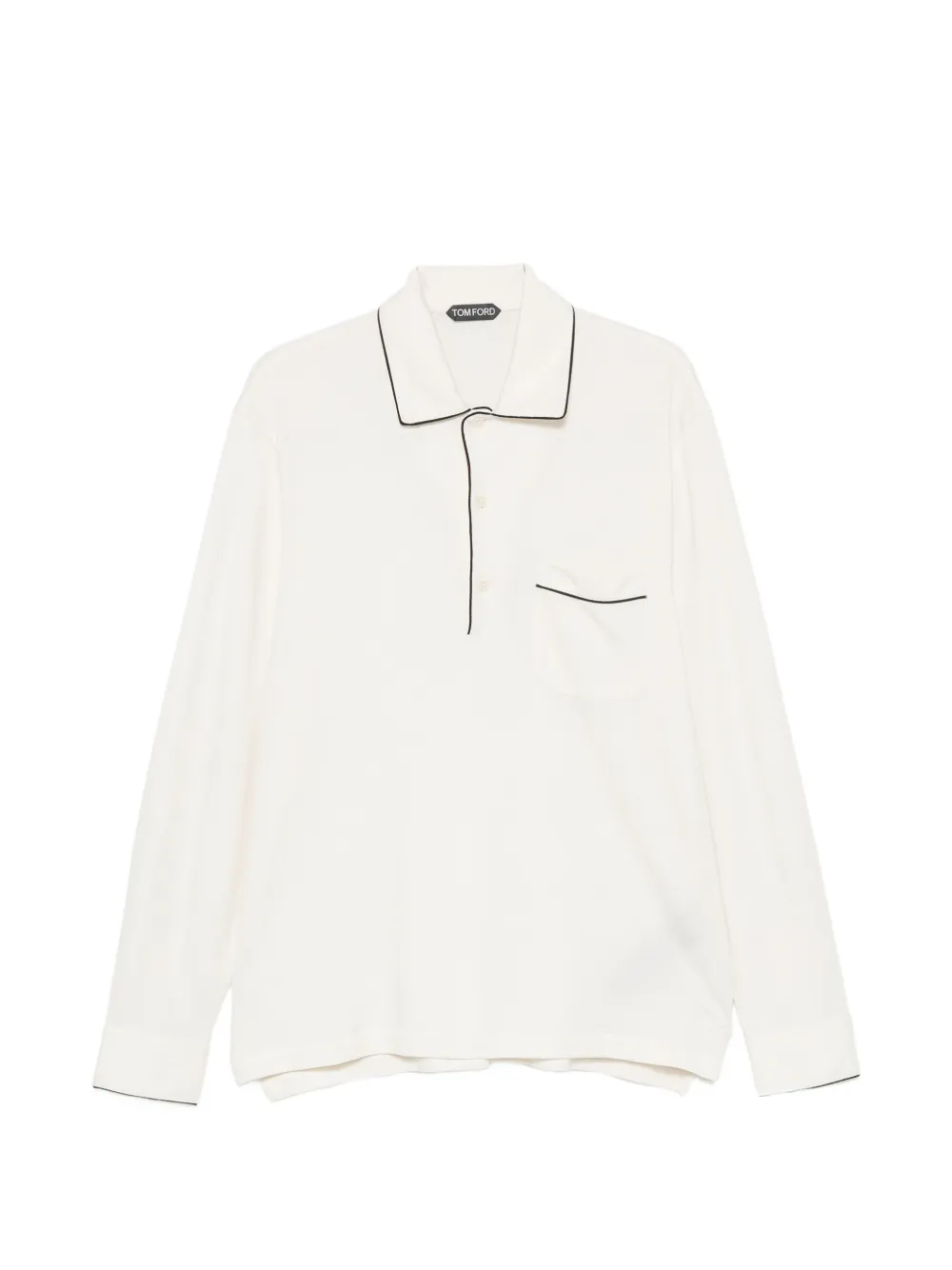 TOM FORD piped-trim long-sleeved polo shirt - Toni neutri