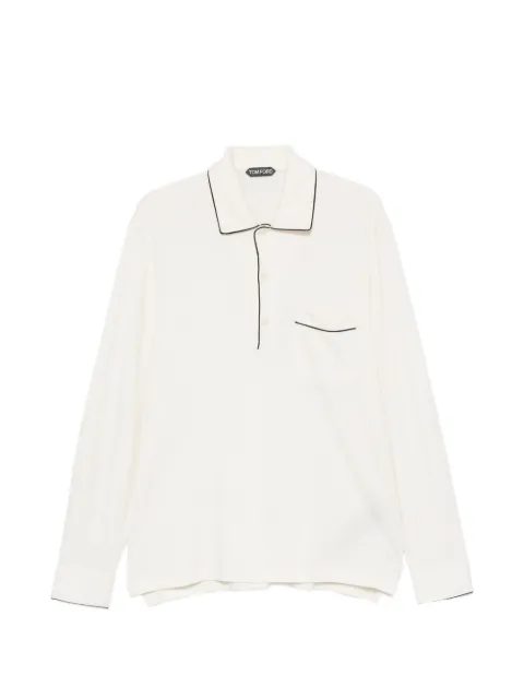 TOM FORD polo à finitions passepoilées et manches longues