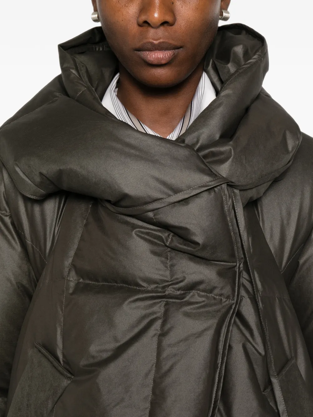 System quilted hooded puffer jacket Groen