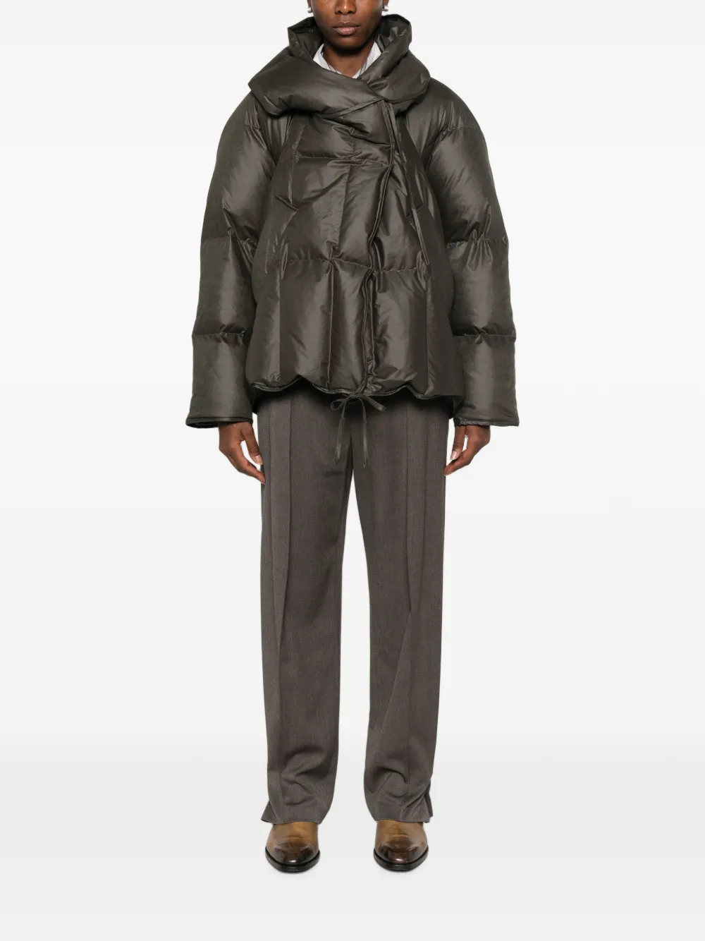 System quilted hooded puffer jacket Groen