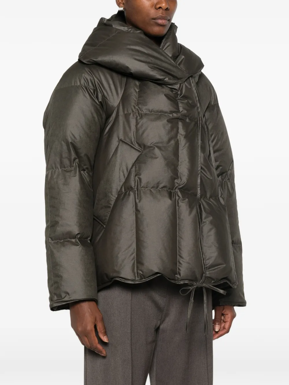 System quilted hooded puffer jacket Groen