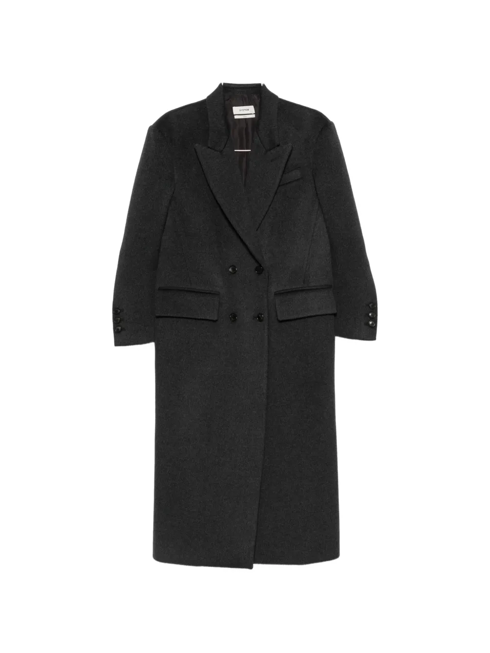 System double-breasted peak-lapel coat - Grau