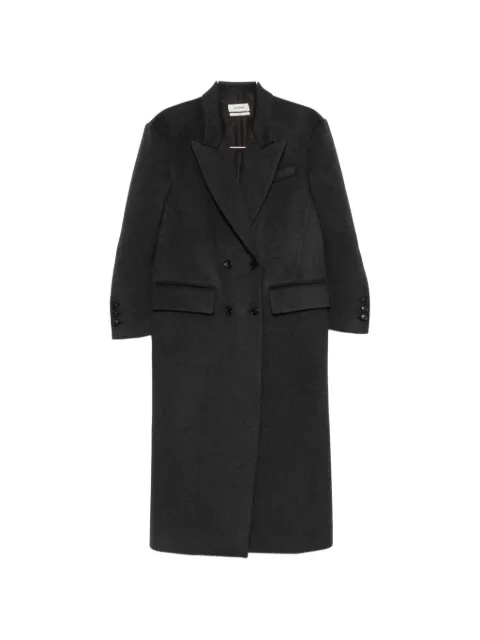 System double-breasted peak-lapel coat