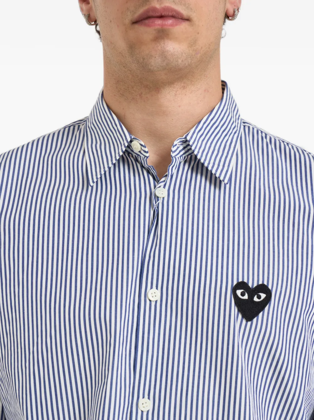 Comme Des Garçons Play Gestreept overhemd met hart-patch Blauw