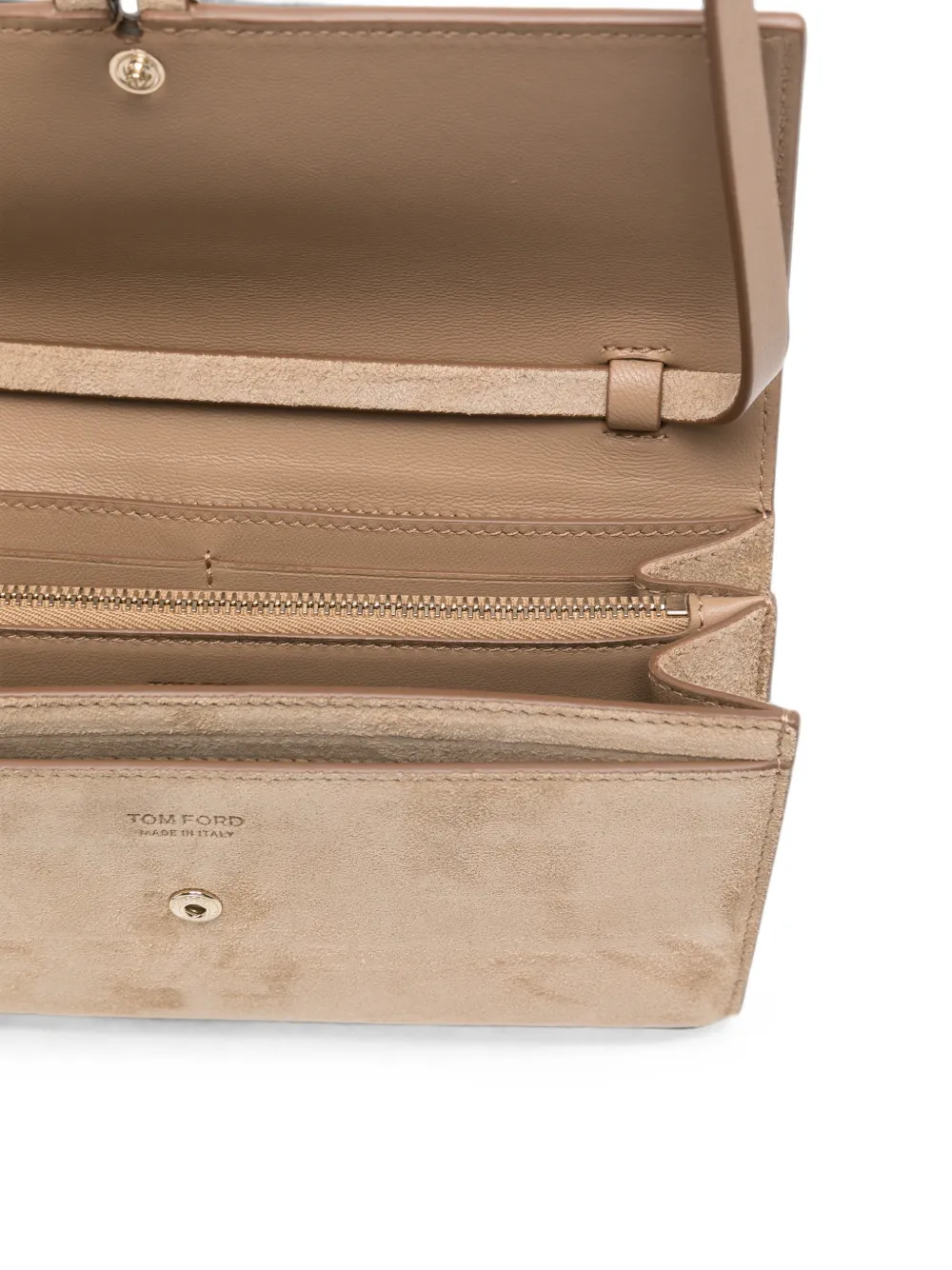 TOM FORD Kara T Twist suède portemonnee Beige