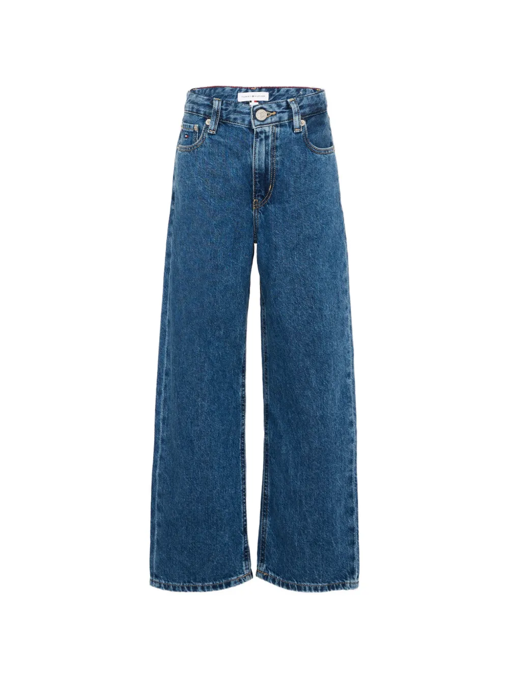 Tommy Hilfiger Junior logo-patch wide-leg jeans - Blu