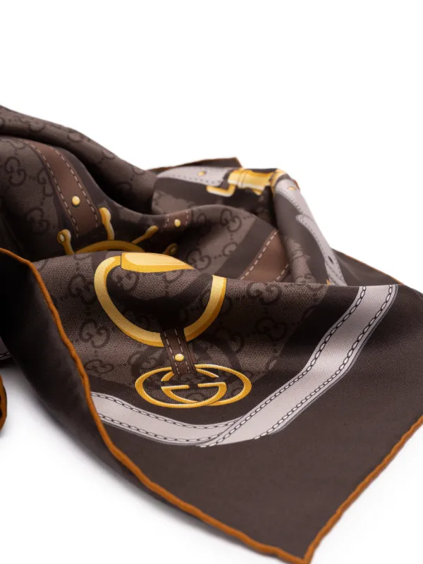 Gucci GGシルク スカーフ | ブラウン | FARFETCH JP