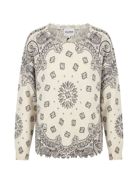 kujten paisley-print distressed-effect sweater