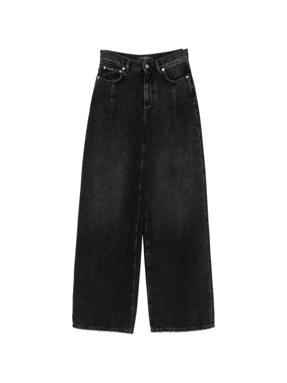 Dolce & Gabbana logo-plaque wide-leg jeans - Schwarz