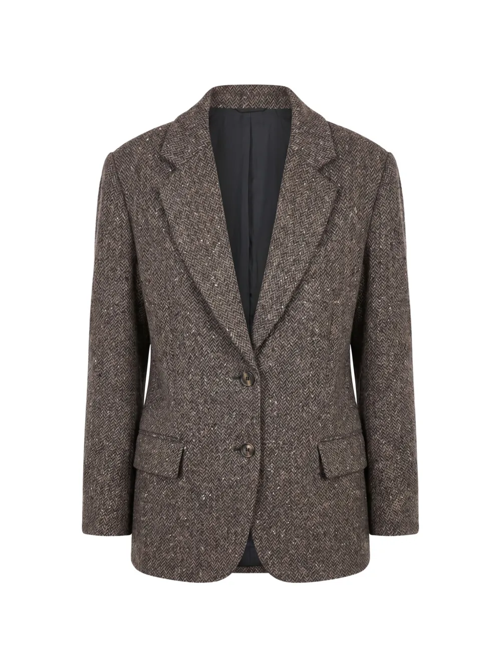 Brunello Cucinelli herringbone-pattern single-breasted blazer - Braun