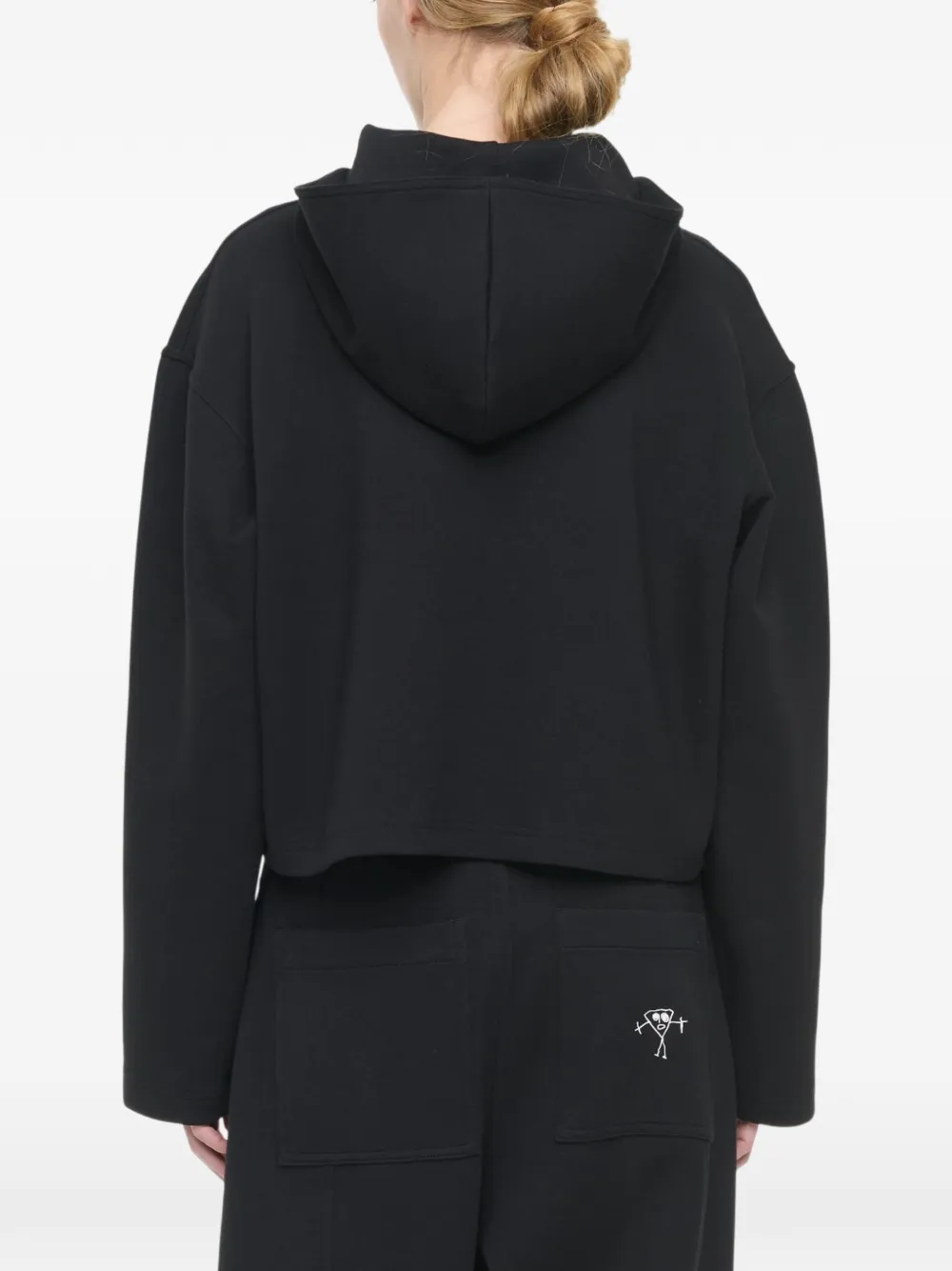 Plan C scarf-collar cropped hoodie Zwart
