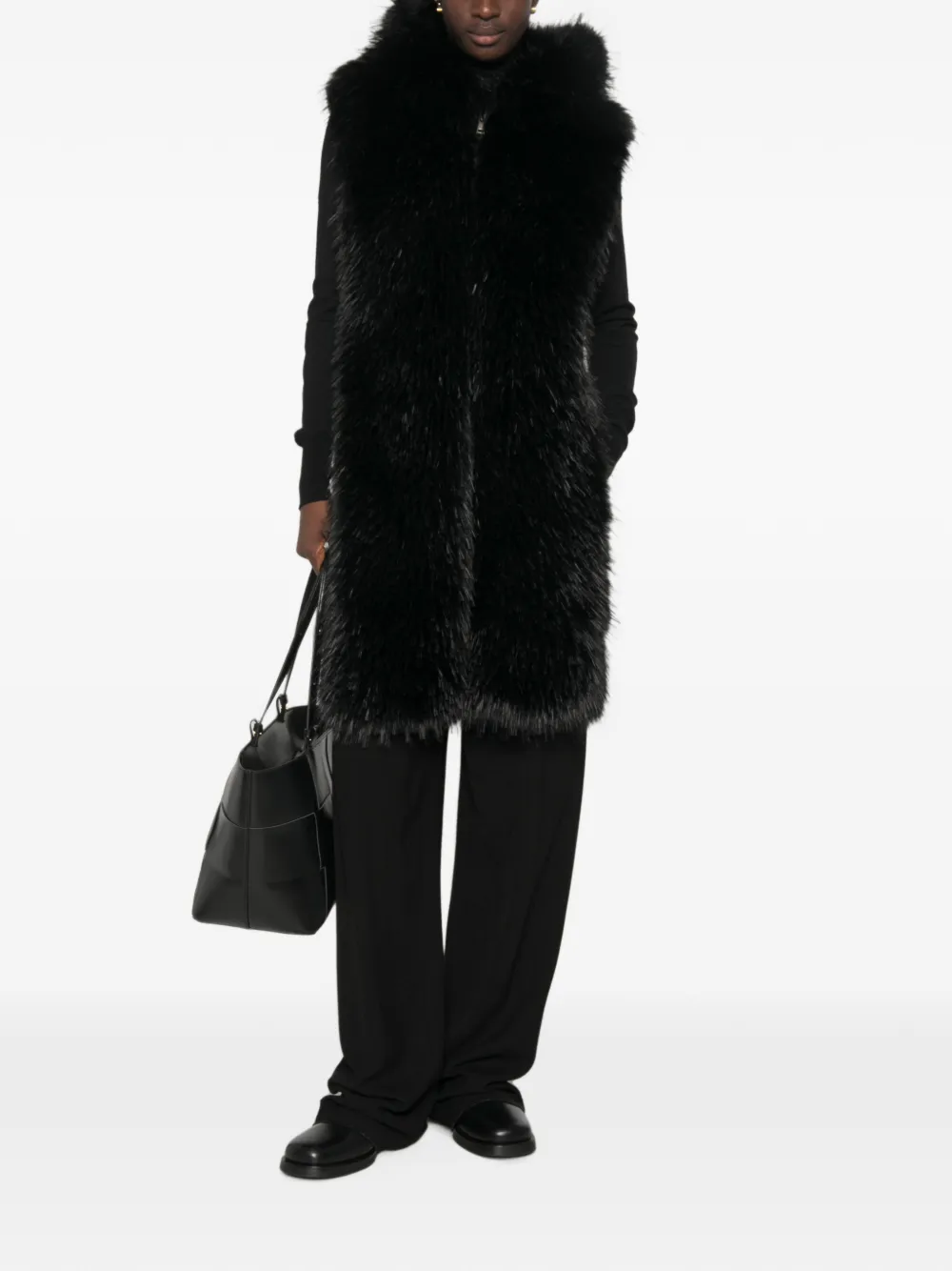 Moncler Bodywarmer van imitatiebont Zwart
