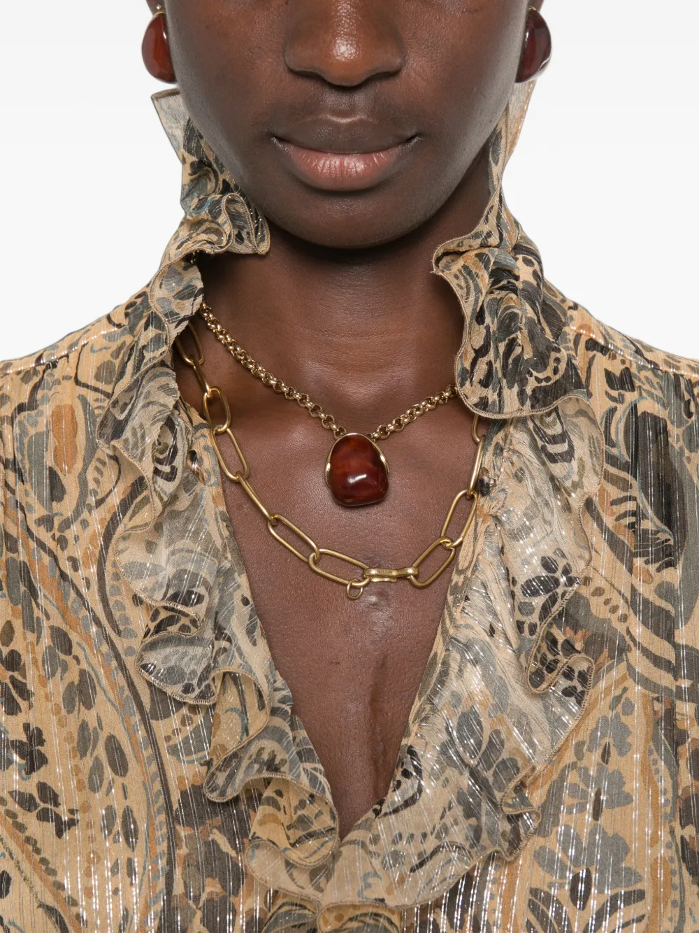 ETRO maxi-jurk met luipaardprint en paisley-print Beige