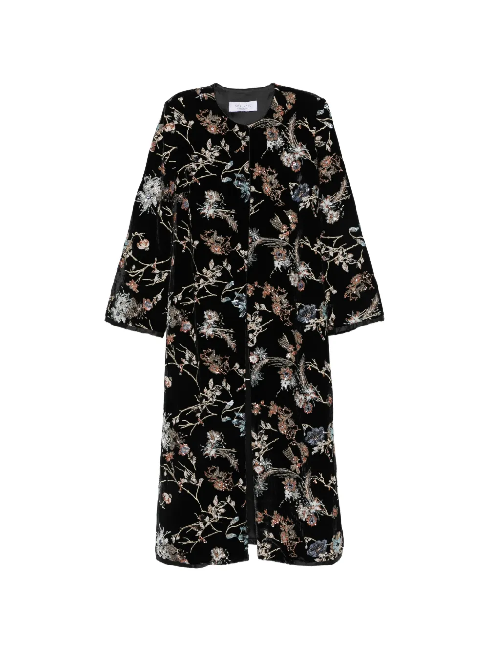 DE SANTIS floral-embroidered sequin-embellished coat
