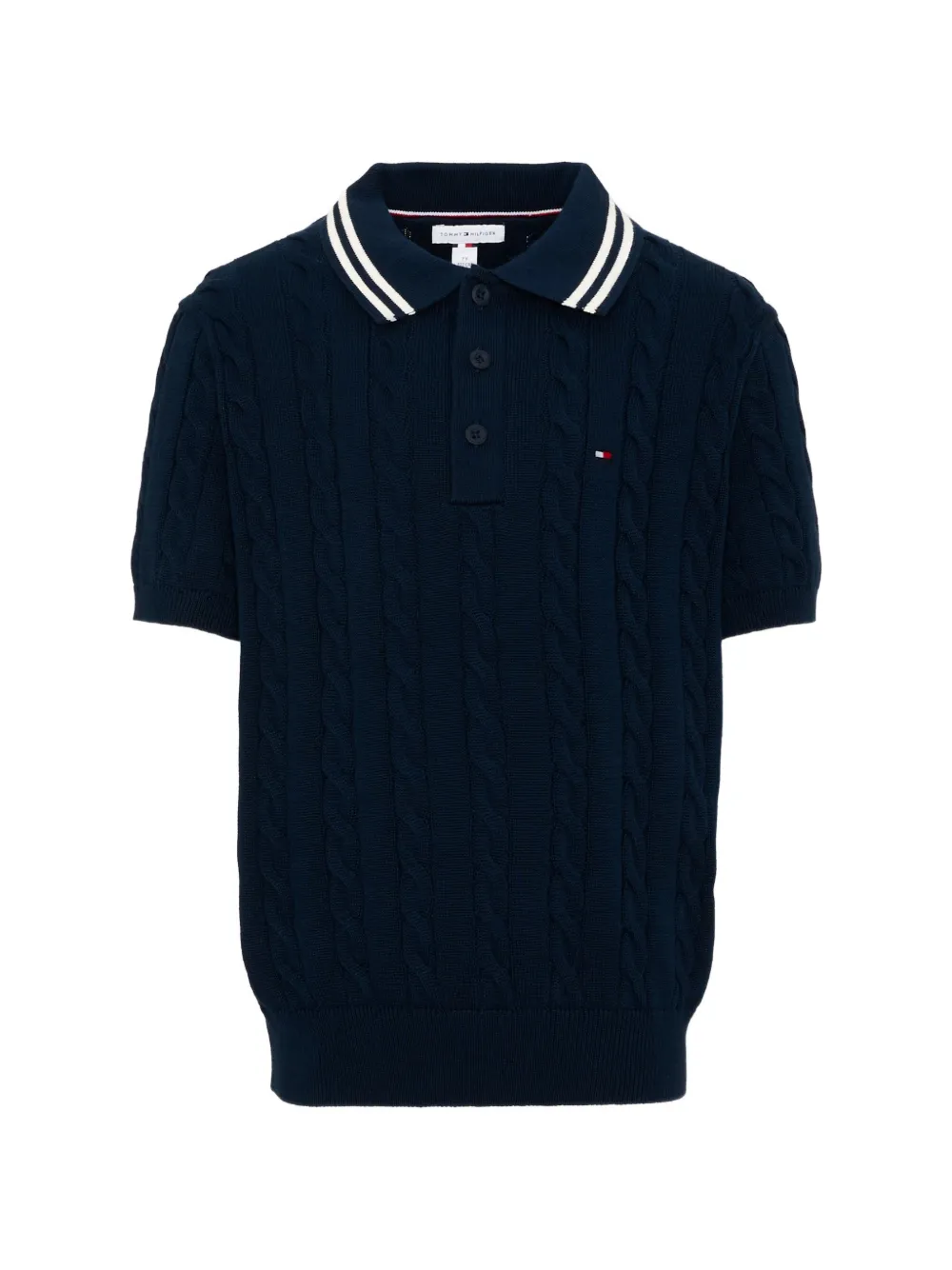 Tommy Hilfiger Junior cable-knit polo shirt - Blu