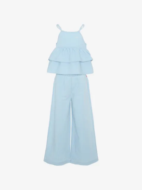 Levi's Kids denim tiered tank top and wide-leg trousers set