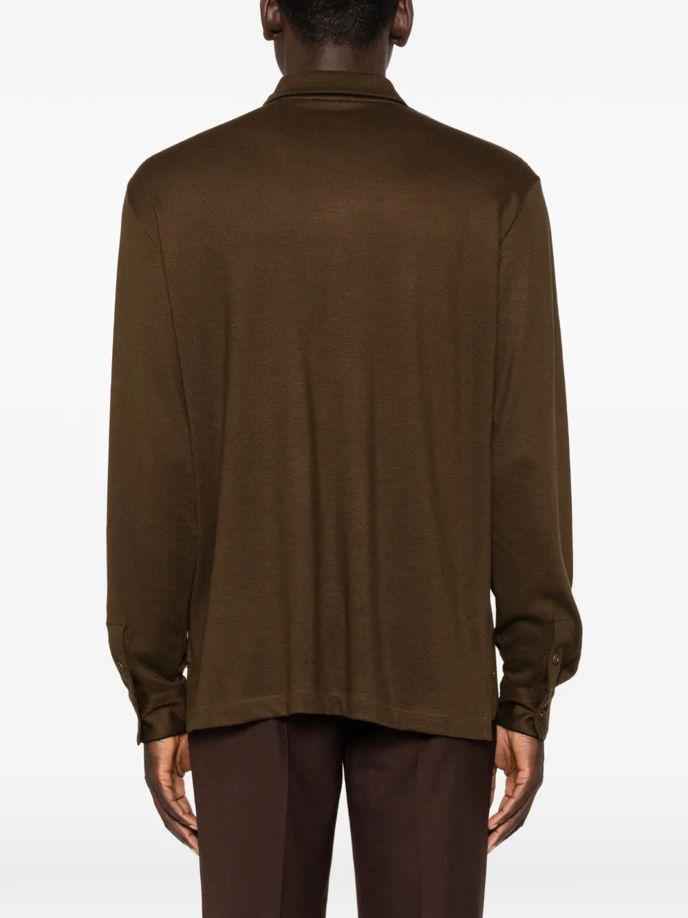 TOM FORD Piqué poloshirt met lange mouwen Bruin