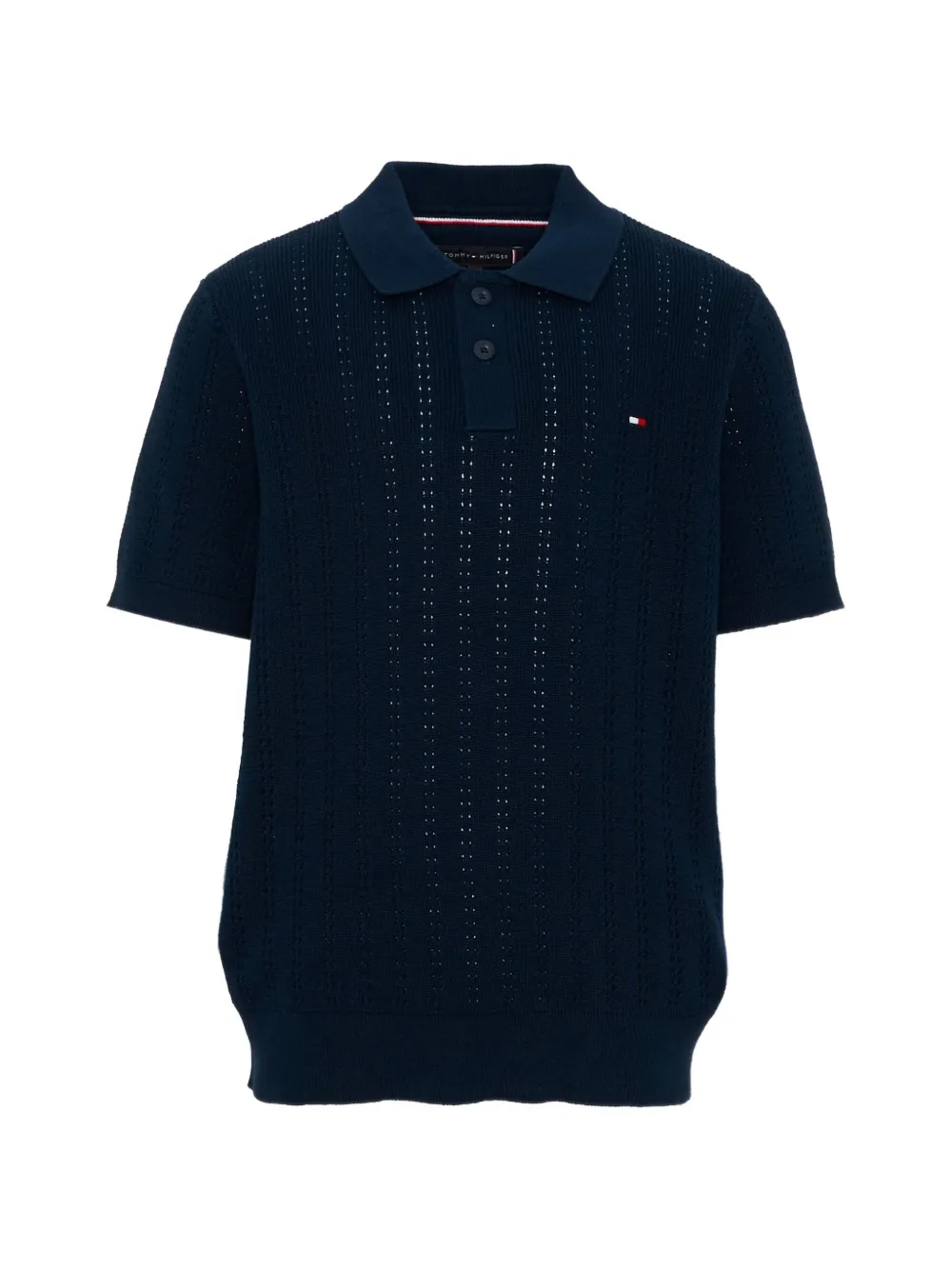 Tommy Hilfiger Junior pointelle-knit short-sleeve polo shirt - Blu