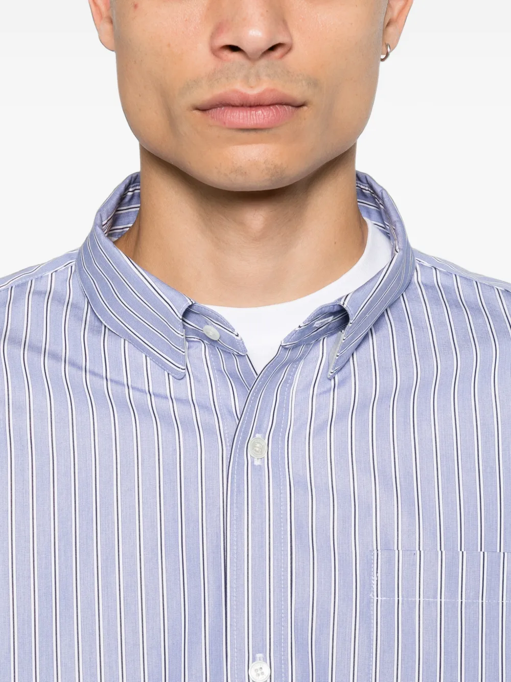 sacai Gestreept overhemd met trekkoord Blauw